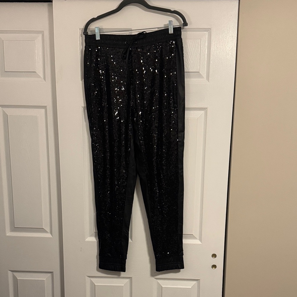 Black Sequin Jogger Pants